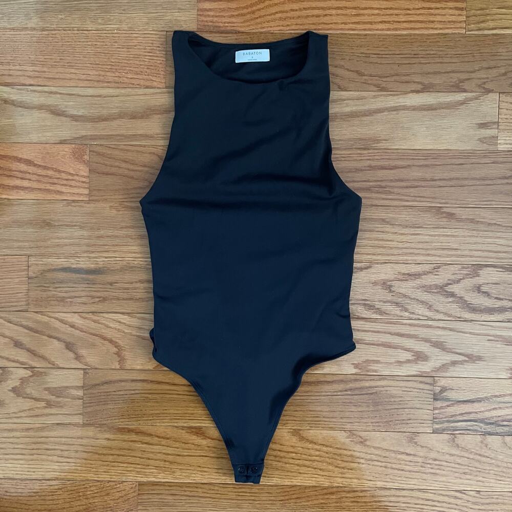 Aritzia Babaton Womens Small Contour 90s Bodysuit Black High Neck Sleeveless